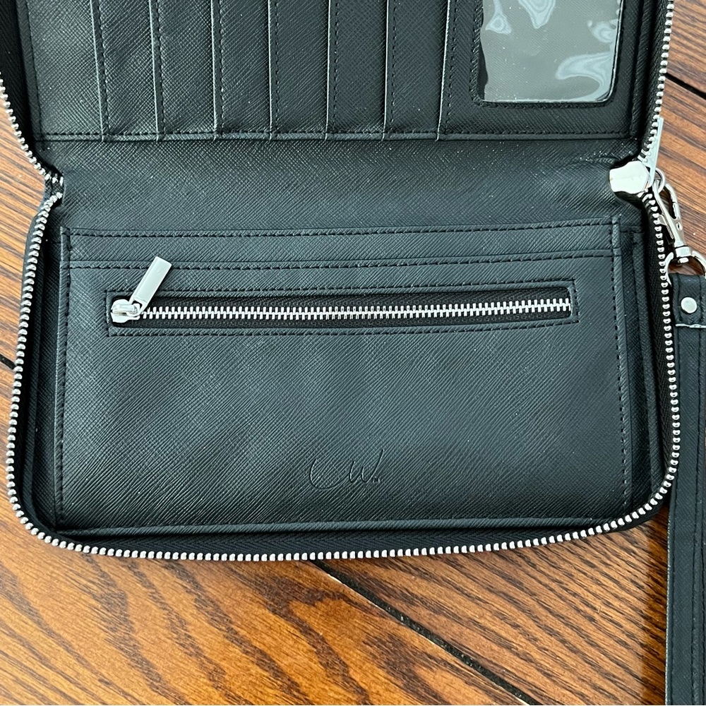 LW Black leather RFID wallet wristlet